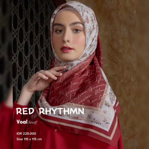 Red Rhythm Scarf Mandjha Ivan Gunawan Muslim Hijab Segi Empat Wanita Muslim Voal Premium 0riginal