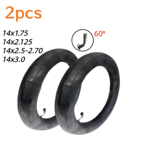 Electric Bike Tires Inner Tube 14 14x1.75 14x2.125 14x2.50 14x2.70 14x3.0 Bend Gas Nozzle Kid Bicycle Rubber Tube For E-bike