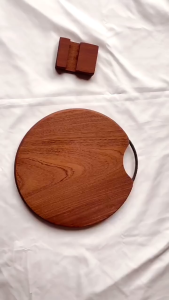 [2 Sizes] Encora Round Solid Ebony Wood Chopping Board Kayu Bulat Cutting Board Whole Wood Papan Pemotong 实木砧板