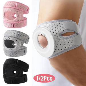 1/2Pcs Adjustable Elbow Support with Gel Pad Tendonitis Elbow Brace for Strains Sports Injury Recovery Arthritis Pain Relief