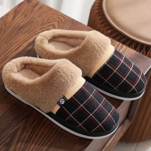 Thermal Cotton Slippers Cotton Slippers for Middle-Aged and Elderly People Fleece-lined Winter Thickened Non-Slip Cotton Slippers Male and Female Home Half-Covered Heel