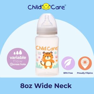 Child Care 8oz Baby Bottle Set: Anti-Colic, Wide Neck, BPA-Free Feeding Bottles