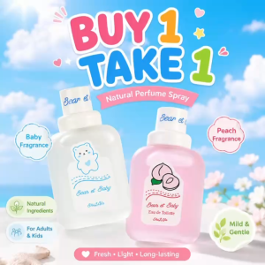 【BUY 1 TAKE 1】Cute Bear & Peach Perfume Cologne Spray - Long-Lasting Fragrance 5-8 Hours Sweet Natural Ingredients Gentle And Non-Irritating For Adults And Kids Gift