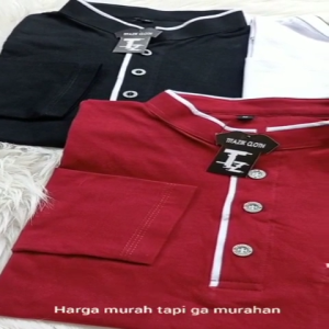 Kaos Pria Kerah Sanghai Lengan Panjang