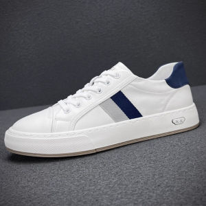 Mens Summer New Soft Leather Breathable Versatile Sports Casual Board Shoes Stylish Plain Color Rubber Sole round Toe
