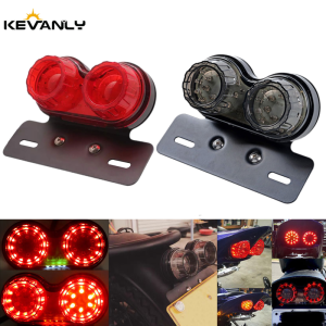 Universal LED Motorcycle Tail Light Integrated Brake Turn Signal Light Stop Warning Lamp with License Plate Bracket For Harley