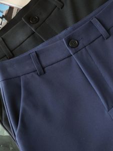 Womens Pants Suit Pants Womens Navy Blue Business Wear Silm Slim Looking High Waist Straight-leg Cropped Pants Business Workwear