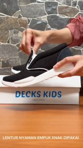DECKS KIDS SEPATU ANAK LAKI LAKI DAN PEREMPUAN CALVIN MESH HITAM SEPATU SLIP ON