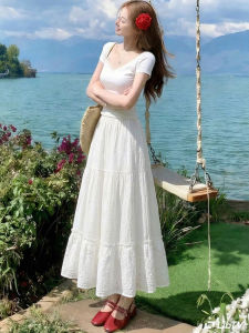 XIANYIJIAO | White Floral Summer New A-Line Skirt