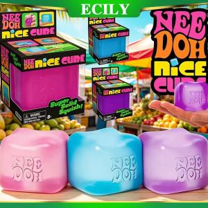 ECILY Transparent Jelly Squishy Toy Soft Maltose Gum Squeeze Block Dual Texture Stress Relief Sensory Fidget Toy Cute Desktop Decor Birthday Party Gift For Kids Teens Adults