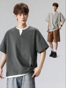 Wood soon | American Style Faux Two-piece Loose Tshirt