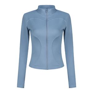 Womens Fitness Clothing Long Sleeve Fleece Lined Quick Dry Thickened Yoga Outerwear Jacket Zipper Closure Sporty Slim Fit