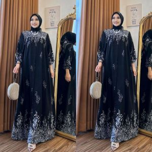 Gamis Naira Set Hijab Rayon Premium Busui Kancing Full Aktif Lengan Balon Tali kanan Kiri