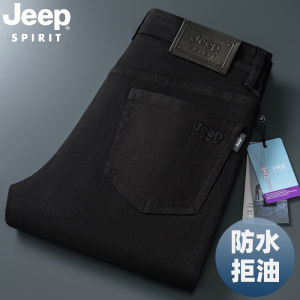Jeep High Waist Thickened Straight Leg Jeans White Casual Loose Fit for Middle-Aged And Elderly Spring Autumn Long Pants