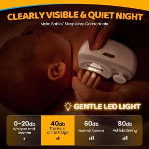 Babys No More Scratched Cheeks Electric Smart Baby Nail Clipper Stops on Skin Contact Baby Nail Trimmer and Buffer 2in1 Safety and No Harm to Hands Portable Adult and Baby Nail Cutter 60-Day Runtime Manicures Set with Night Light Nail file 婴儿指甲剪 磨指甲