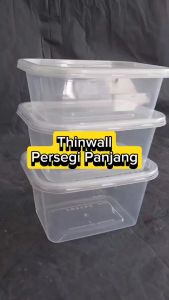 [1 PAK ISI 25 PCS] Thinwall PERSEGI PANJANG 300ml + tutup / wadah plastik box dessert kontainer 300 ml