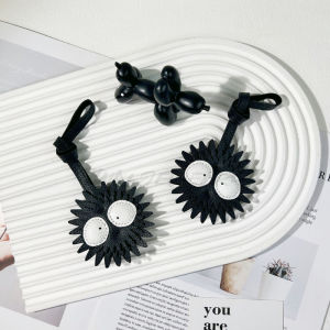 Black Coal Ball Leather Keychain Bag Bag Pendant Cute Simple Personality Female Tide With Accessories Ugly Cute Little Coal Ball