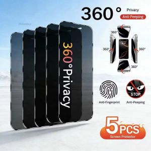 1-5PCS 360 Degree Privacy Screen Protector Tempered Glass For iPhone 17 18 Pro Max 16 15 14 13 Pro iPhone Ultra Protective Glass
