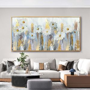 lukisan bunga abstrak teksture modern minimalis