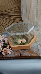 Kotak Kayu Rustic Tempat Cincin Gelang dan Kalung untuk Mahar atau Seserahan Pernikahan - KCGKR6
