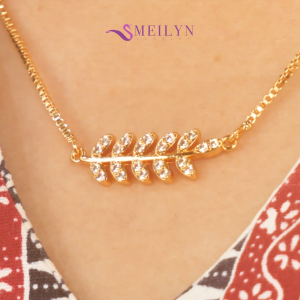 MEILYN Kalung Italy Emas Motif Daun Permata Perhiasan Fashion Gold Plated 0211230175