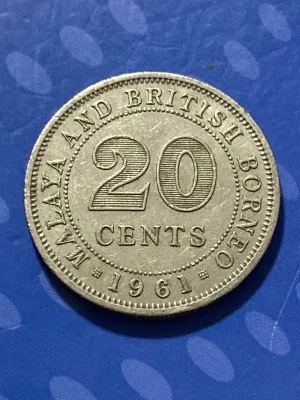 1961 Queen Elizabeth Malaya 20 cents coin