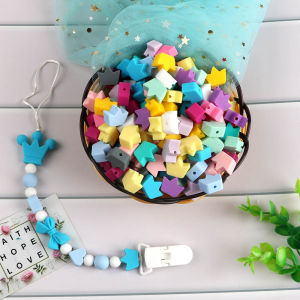 10Pcs 17MM 32MM Morandi Colored Crown Focus Beads Silicone Beads DIY Jewelry Accessories for Making a Journal Necklace Bracelets