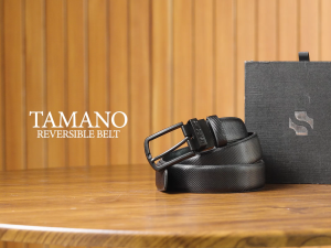 Shigetsu TAMANO Reversible Leather Belt for Men Original Automatic Buckle Belt Adjustable Office Wear