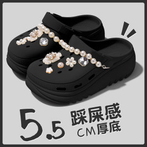 Dép Đế Dày Mùa Hè Ngoài Trời Đế EVA Chống Trượt Chống Mùi Màu Đen Cho Nữ Dép Đi Biển Phong Cách Hàn Quốc EVA