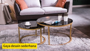 Meja Kopi Bulat Meja Tamu Aesthetic Marmer Meja Ruang Tamu Minimalis Meja Industri Meja Tamu 2-In-1