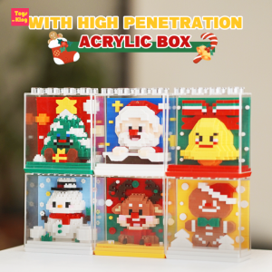 Santa Claus Building Blocks Christmas Tree Elk Deer Jingling Bell Mini Bricks Assembling Model Kids Toys Girls Boy Birthday Gift