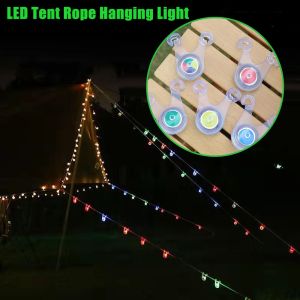 Camping Light String LED Multicolor Silicone 3 Modes Hook Waterproof Battery Powered For Tent Rope Camping Bicycle Safety Light