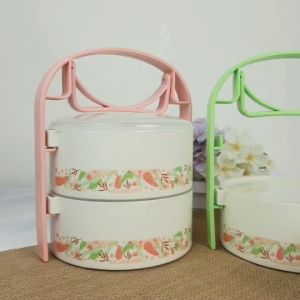 ปิ่นโต ปิ่นโตใส่อาหาร ปิ่นโตพลาสติก ปิ่นโตไมโครเวฟ ปิ่นโตไปวัด ขนาด 2 ชั้น เข้าไมโครเวฟได้