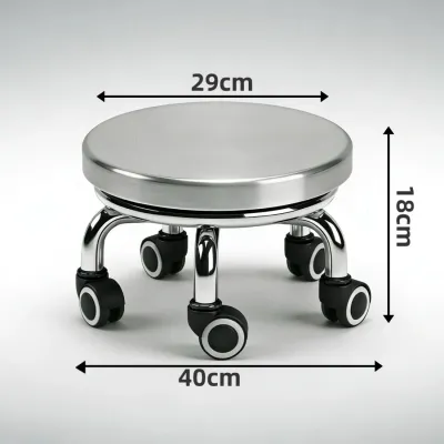 Thickened Stainless Steel Castor Chair Short Stool with Slides Durable Home Furniture for Baby Care Rotatable Metal Stool