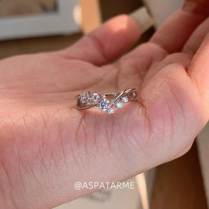 Cross Design Aspartame Ring for Women Flashing Star Track Small Audience Design High-End Feeling Elegance Index Finger Ring