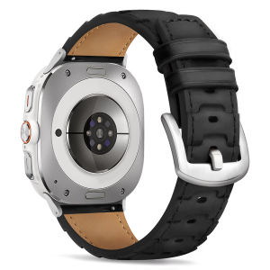Strap suitable for Samsung Galaxy Watch Ultra 47mm retro hand-stitched leather metal buckle strap (2025/2024) - Strap
