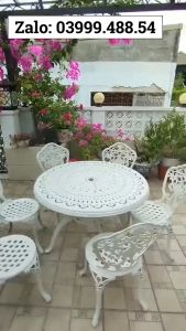 Bộ bàn ghế ban công ngoài trời Nhôm đúc Bàn ghế sân vườn ngoài trời Tròn Bàn ghế ngoài trời - BO02