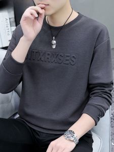 HENGYUANXIANG | Hengyuanxiang Mens Long Sleeve Sweatshirt Spring Autumn New Fashionable Round Neck Base Shirt Youth Popular Cotton Polyester