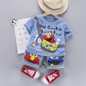 Anak anak Anak laki laki Kaos polo kotak kotak kecil Celana pendek Kapas Baju Katun Pakaian Setelan