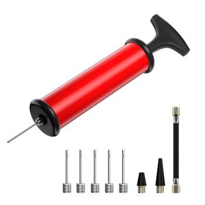 Portable Ball Pump Hand Air Pump with 5 Needles Nozzles & Hose for Basketball Football Soccer Volleyball Sports Balls
