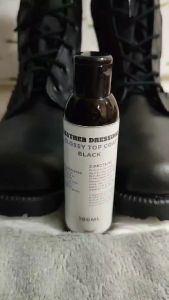 Leather Top Coat BLACK GLOSSY for Leather Shoes, Wallets, Belts & Seats - 100ML with Free Microfiber Cloth