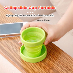 C.N. Portable Silicone Folding Cups Outdoor Collapsible Retractable Water Cup 300ml