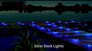 Blue Solar Pool Lights Outdoor IP68 Waterproof Blue Deck Step Lights Auto On Solar Stair Lights Stick on Dock Garage Pool Fence