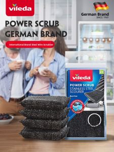 Vileda | Dual-Sided Steel Wire Sponge Scrubber Kitchen Cleaning Cloth