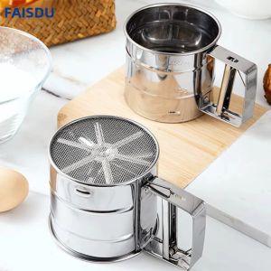 FAIS DU Bột Inox Sifter Hai Lớp Lưới Mịn Thân Thiện Với Môi Trường Bột Nướng Bánh Sifter Cho Nhà Bếp Nướng Bánh Và Lưới Lọc