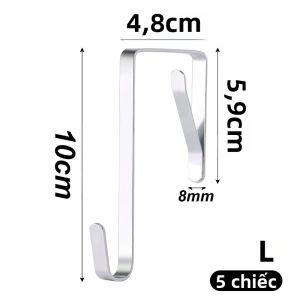 5 Móc Treo Đồ Kim Loại Không Cần Khoan Treo Sau Cửa Dùng Cho Khăn Tắm Mũ Nhà Tắm Nhà Bếp Giá Treo Đồ Tái Sử Dụng
