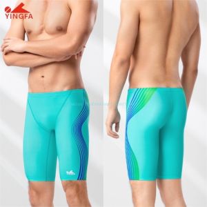 Yingfa nam 5-inch nhanh khô Clo kháng quần bơi màu xanh bạc hà trẻ vận động viên cạnh tranh Quần bơi bó chặt