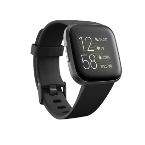 Fitbit Versa 2 สมาร์ทวอทช์สุขภาพและฟิตเนสพร้อมอัตราการเต้นของหัวใจ ดนตรี ในตัวของ Alexa การติดตามการนอนหลับและการว่ายน้ํา สีดํา/คาร์บอน