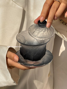 Retro Black Luxury High End Home Use Xuan Ice Glass Tea Cup Tea Shell Set New Chinese Style Gongfu Tea Cup Kit Heat Resistant Glass