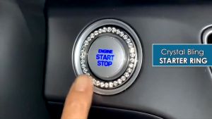 PUSH START BUTTON RING Alloy Diamond Key Ring Car Start Stop Button Ignition Key Decoration Ring Crystals Diamond Style